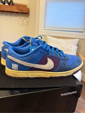 Blue and Purple Low-Top Sneakers with Cream Swoosh - Unknown Brand